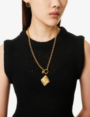 RESELFRIDGES: Pre-Loved Chanel Diamond Gold-Plated Metal Pendant Necklace