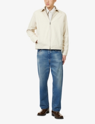 7 For All Mankind Ens Sunfaded Sand Harrington Padded Cotton Jacket In White