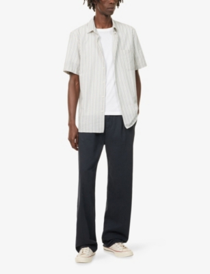 7 FOR ALL MANKIND: Pleated Straight-Leg Cotton Trouser