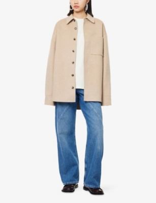 Jw Anderson Mens Clay Melange Oversized Wool Shirt Jacket In Neutral