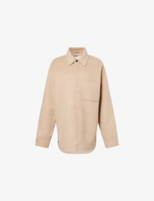 Jw Anderson Mens Clay Melange Oversized Wool Shirt Jacket In Neutral