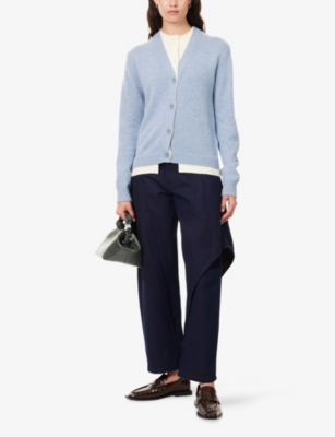 Jw Anderson Mens Blue Red Cropped Sculptural Denim Jeans In Blue