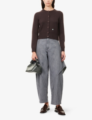 Jw Anderson Mens Light Grey Cropped Sculptural Denim Jeans In Gray