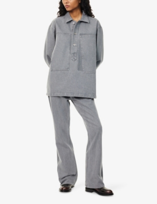 Jw Anderson 'rugby' Grey Denim Shirt In Gray