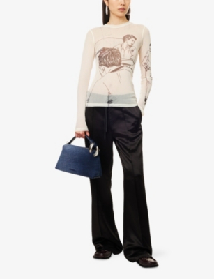 Jw Anderson W Anderson Womens Underpinning Long-sleeve Mesh Top Off White Xs In White