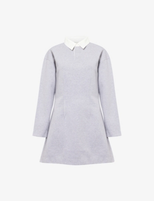 Jw Anderson Mens Mid Grey Melange Regular-fit Long-sleeve Stretch-cotton Blend Midi Polo Dress In Gray