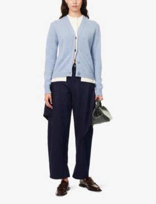 Jw Anderson Mens Blue Melange Layered Wool-and-cashmere Knit Cardigan In Blue