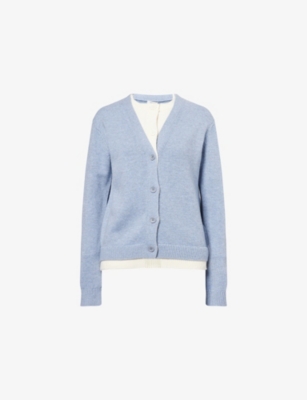 Jw Anderson Mens Blue Melange Layered Wool-and-cashmere Knit Cardigan In Blue