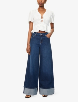 7 FOR ALL MANKIND WOMENS RADAR MARIE WIDE-LEG STRETCH-DENIM JEANS 