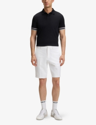 Hugo Boss Slim-fit Shorts In Water-repellent Stretch Fabric In White