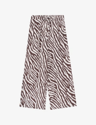 RO&ZO: Zebra-Print Elasticated-Waist Woven Trousers