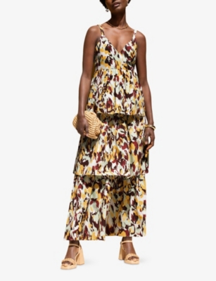RO&ZO: Confetti-Print V-Neck Tiered Cotton Maxi Dress
