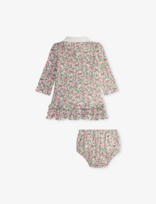 POLO RALPH LAUREN: Floral Soft Cotton Polo Dress & Bloomer 3-24 Months