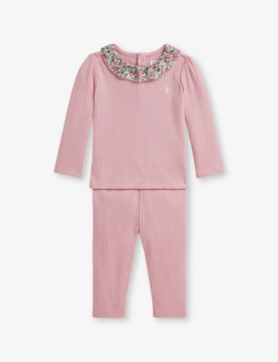 POLO RALPH LAUREN: Girls' Floral-Collar Ribbed Cotton Set