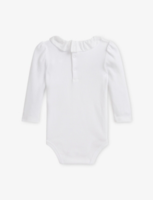 POLO RALPH LAUREN: Baby Girl Frilled-Collar Cotton Babygrow