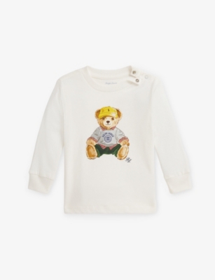 Polo Ralph Lauren Baby Boy Polo Bear Long-sleeve Cotton-jersey T-shirt White