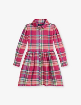 POLO RALPH LAUREN: Girls' Checked Cotton Shirt Dress