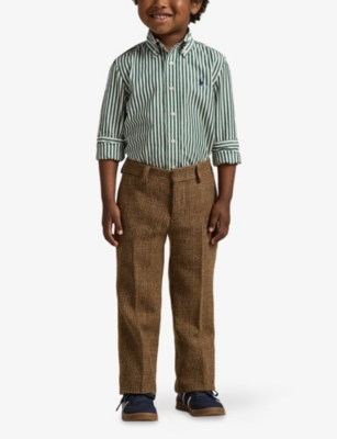 Polo Ralph Lauren Toddler And Little Boys Striped Cotton Poplin Shirt In Green