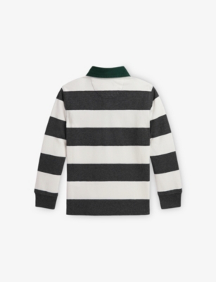 POLO RALPH LAUREN: Boys' Polo Bear Striped Cotton Rugby Top