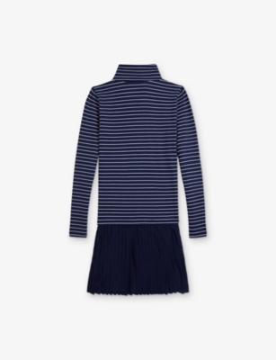 POLO RALPH LAUREN: Stripe Long-Sleeve Cotton-Knit Dress 7-14 Years