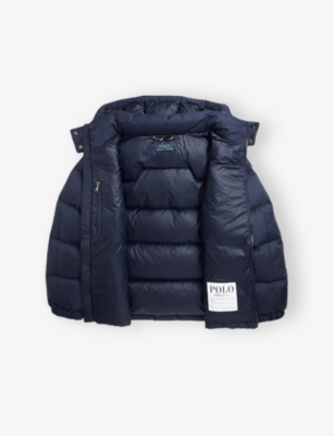 Polo Ralph Lauren Kids' Water Resistant 650 Fill Power Down Puffer Jacket With Removable Hood In Blue