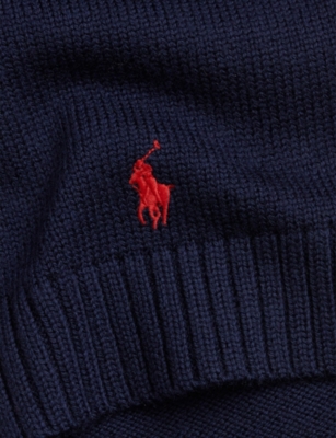 Polo Ralph Lauren Navy Boys' Logo-embroidered Wool Scarf L/xl In Blue