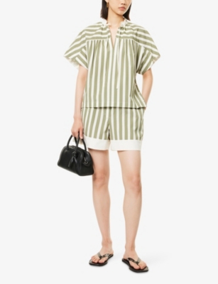3.1 Phillip Lim Womens Thyme Multi Striped Cotton-silk Boxer Shorts In Multi