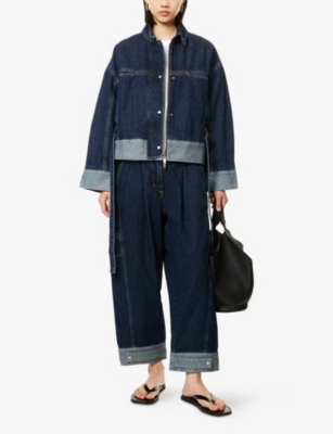 3.1 Phillip Lim Womens Dark Indigo Tie-waist Boxy Denim Jacket Xs