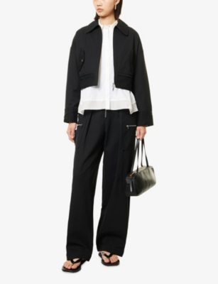 3.1 Phillip Lim Womens Double-zip Utility Cropped Cotton Jacket Black In Black