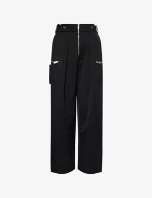 3.1 Phillip Lim Womens Wide-leg Zipper Cotton-blend Trousers Black In Black