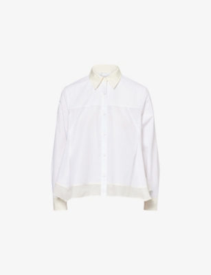3.1 PHILLIP LIM: Flounce Hem Long-Sleeve Cotton-Silk Shirt