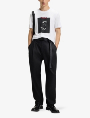 HUGO: Graphic-Print Short-Sleeve Cotton T-Shirt