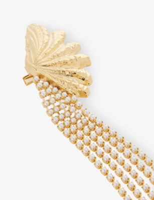 Lelet Ny Womens Nadia Pearl Chain 14ct Gold-plated Brass Hair Clip In Gold