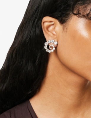 Lelet Ny Womens Venus Rhodium-plated Metal And Swarovski Crystal Studs Earrings