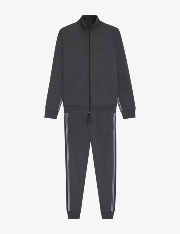 Striped-Trim Regular-Fit Stretch-Cotton Tracksuit Set