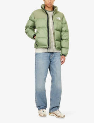 The North Face Mens Bark Mist 1996 Retro Nuptse Shell-down Jacket Xl In Green