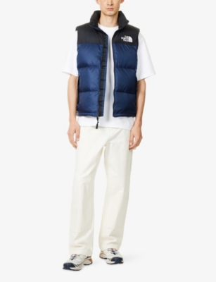 The North Face Mens Summit Navy/tnf Black/r 1996 Retro Nuptse Hooded Shell-down Vest In Blue