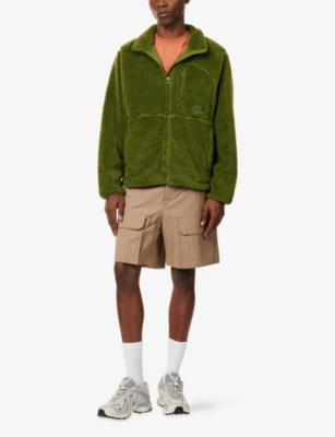 The North Face Mens Woodland Green Extreme Pile High-neck Woven Jacket In Green