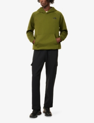 The North Face Mens Woodland Green/tnf Blac Raglan Box Logo-print Cotton-blend Hoody Xl In Green