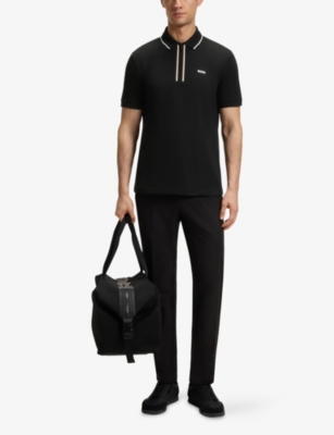 BOSS: Logo-Print Short-Sleeve Stretch-Cotton Polo