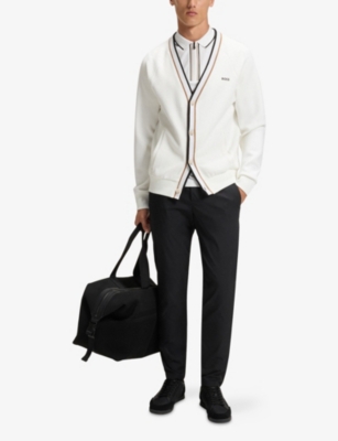 BOSS: Logo-Print Short-Sleeve Stretch-Cotton Polo