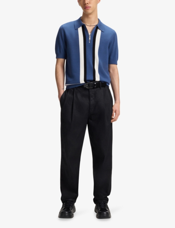 Striped Regular-Fit Short-Sleeve Knitted Polo