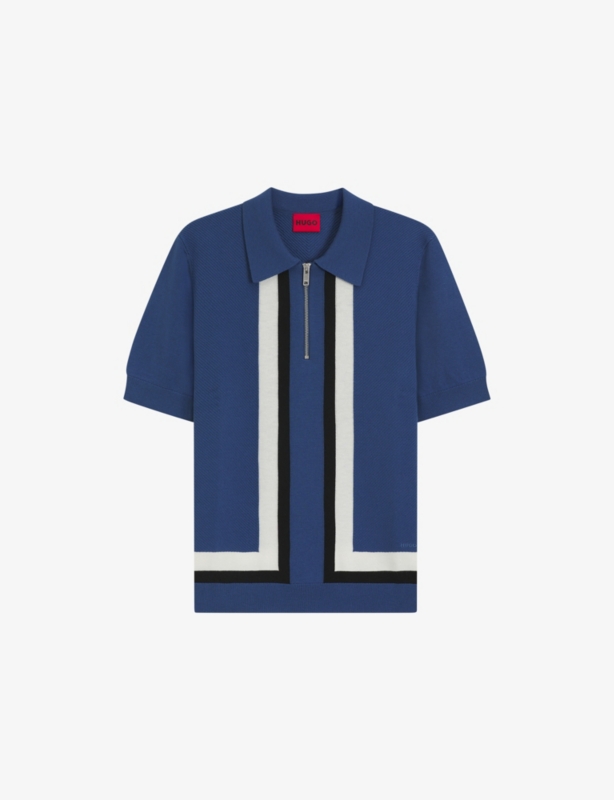 Striped Regular-Fit Short-Sleeve Knitted Polo