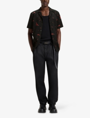 HUGO: Bird-Print Short-Sleeve Cotton Shirt