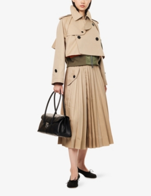 SACAI: Internal-Vest Crop Cotton-Blend Jacket