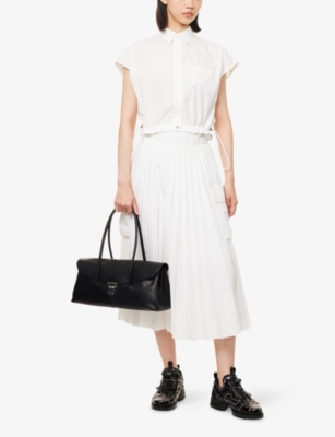 SACAI: Sleeveless Crop Cotton-Blend Shirt