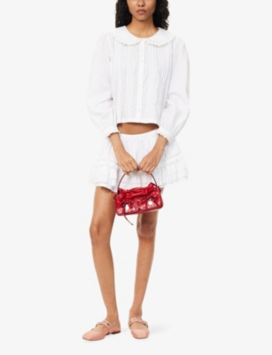 SANDY LIANG: Crayon Broderie-Anglaise-Trim Cotton Shirt