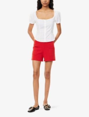 SANDY LIANG: Walnut Puff-Sleeve Cotton Top