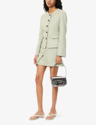 SANDY LIANG: Agnes Round-Neck Fitted Woven Jacket