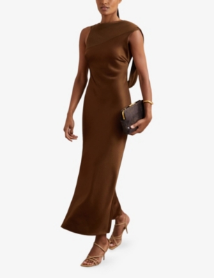 REISS: Alula Tie-Back Satin Midi Dress